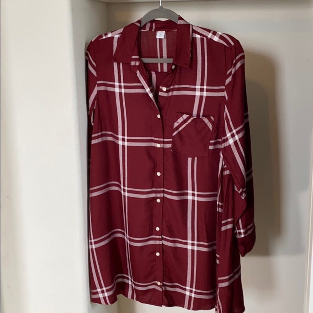 Lightweight, Flannel Print, Woven Blouse